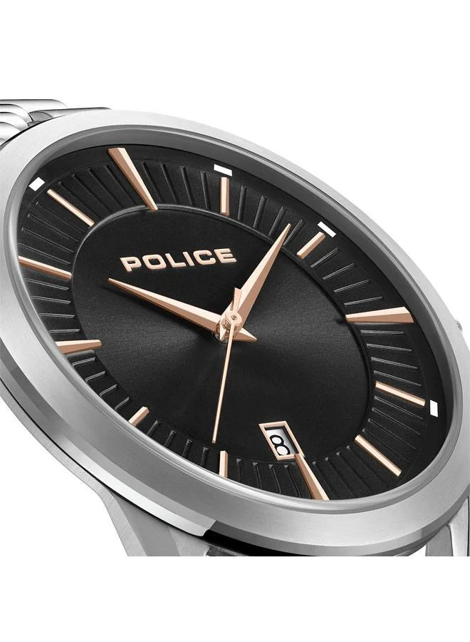 Police Black Men's Patriot Black Dial Stainless Steel Bracelet Analog Watch for Men, 44mm for Men | Best Price UAE